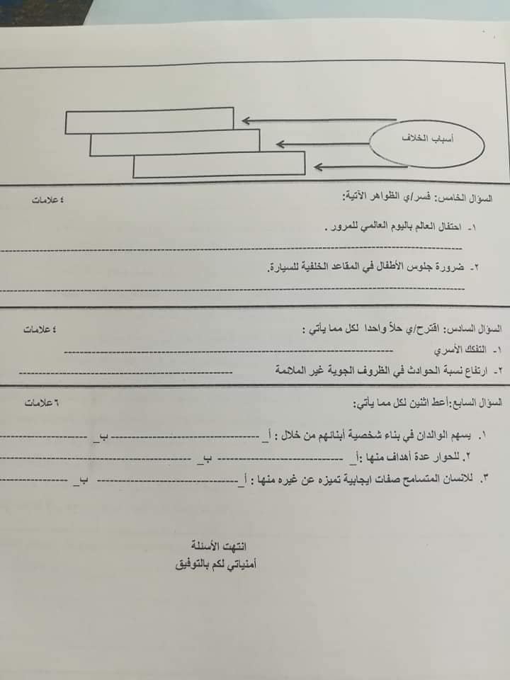 MjMxOTg1MQ545414 صور امتحان مادة التربية الوطنية النهائي للصف السادس الفصل الاول 2019 وكالة نموذج B